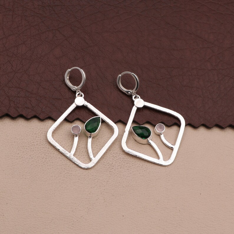 Round Pear Shape Multi Gemstone Earrings Emerald Women Earrings A-16357 Wedding Jewelry Earrings Natural Gemstone Earrings