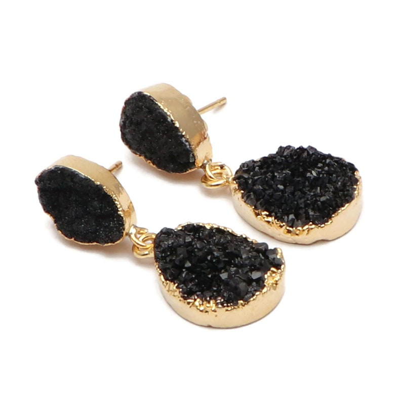 Handmade Gemstone Jewelry Natural Sugar Druzy Earrings,Gold Plated Drop Earrings Gift For Her EJ-1215 A Best Quality Agate Druzy Earrings