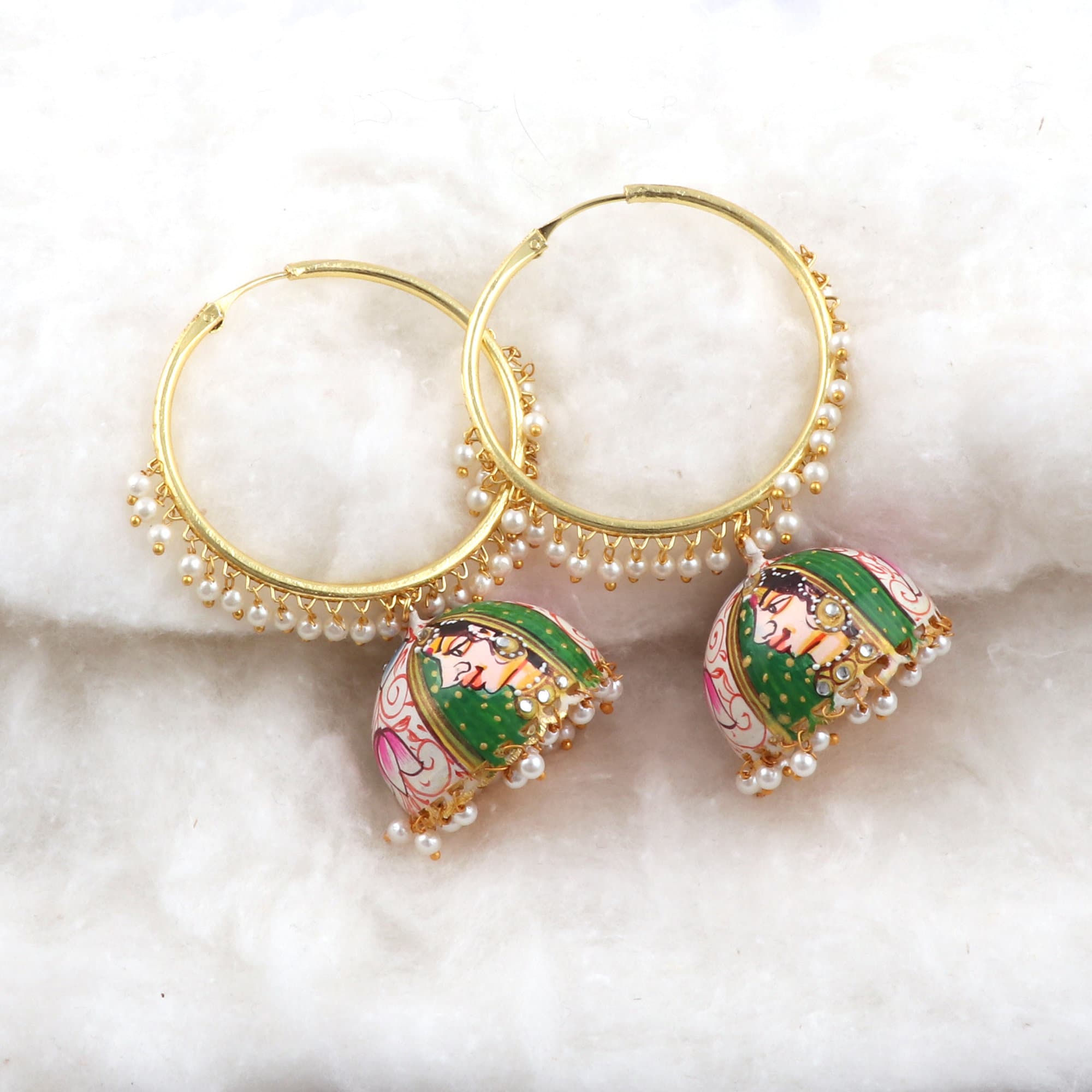 Meena work jhumka best sale
