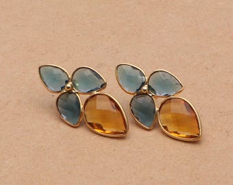 Valuable Hydro London Blue Topaz Dangle Earrings Earrings, Blue Stud Earrings, Gold Plated Jewelry, Engagement Gift, Earrings For Wife 1219