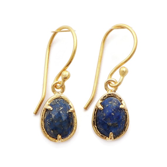 Natural Lapis Lazuli Gemstone Earrings Uk Frame Stone Earrings