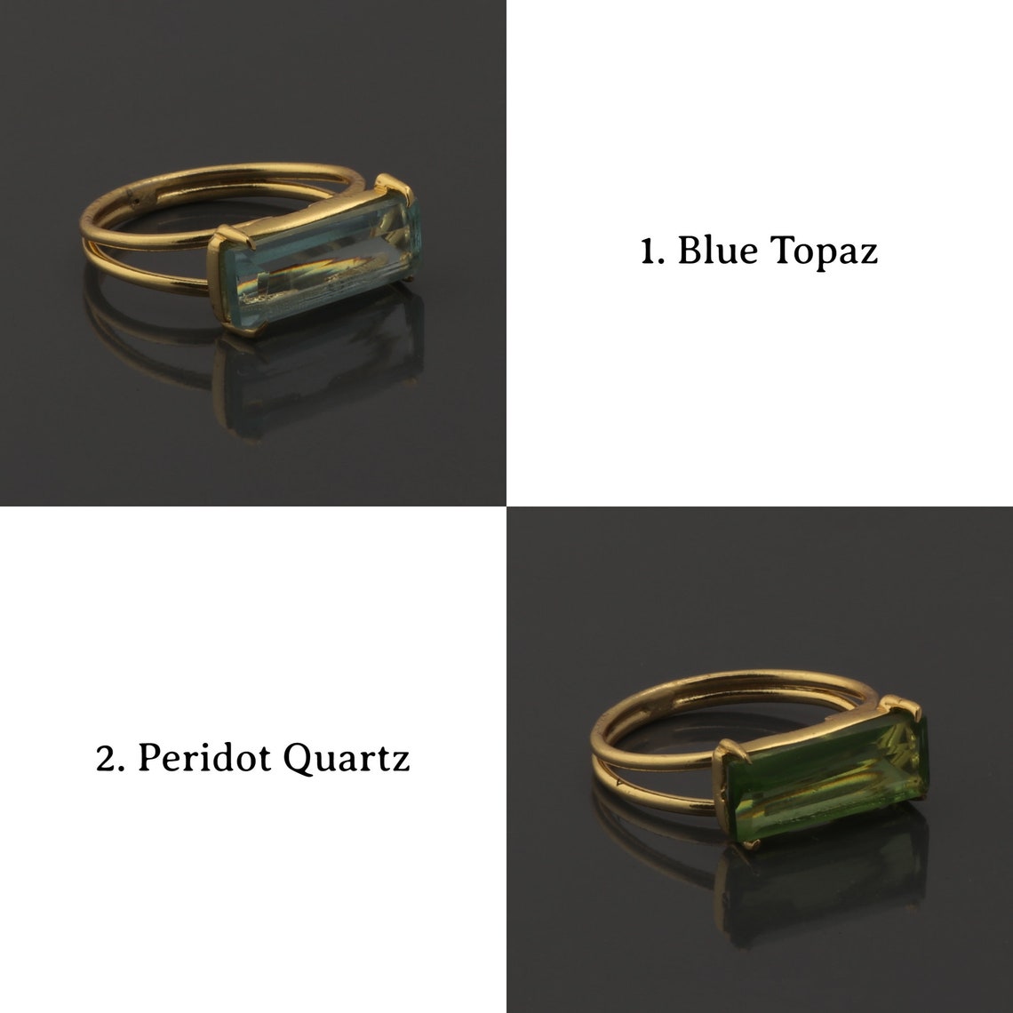 Topaz Rings Quartz Gemstone Rings, Jewelry Double Layer Gold Plated ...