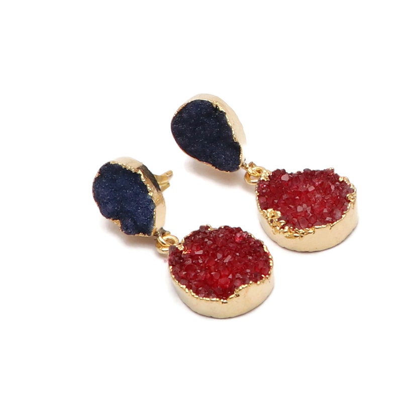 Handmade Gemstone Jewelry Natural Sugar Druzy Earrings,Gold Plated Drop Earrings Gift For Her EJ-1215 A Best Quality Agate Druzy Earrings
