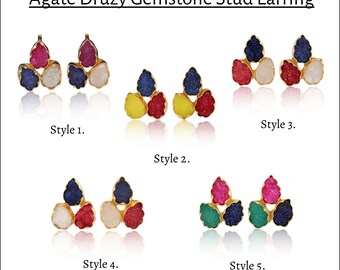 Druzy Edelsteen Oorbellen Sieraden, Push Back Vergulde Modieuze Vrouwen Stud Oorbellen Statement Oorbellen Handgemaakte Oorbellen Sieraden EJ-1054