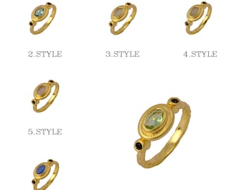 Hydro Green Amethyst Customized Ring Size 7, Gemstone Ring, Green Statement Ring, Gold Plated Jewelry, Wedding Gift, Ring For Wife 3347