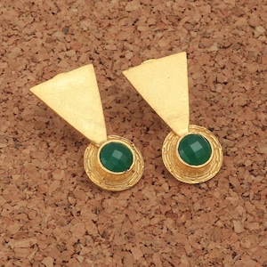 Elegant Hydro Green Onyx Gemstone Bow Earrings Earrings, Green Stud Earrings, Gold Plated Jewelry, Wedding Gift, Earrings For Love 1506