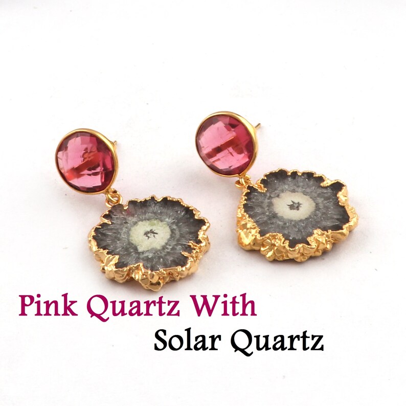 Dangle Drop Earring For Women Girls Best Quality Quartz Earring Jewelry Quartz Stud Jewelry Solar Quartz Gold Plated Jewelry B-4048