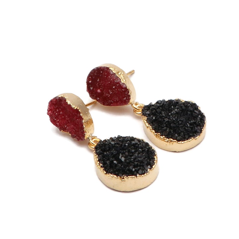 Handmade Gemstone Jewelry Natural Sugar Druzy Earrings,Gold Plated Drop Earrings Gift For Her EJ-1215 A Best Quality Agate Druzy Earrings
