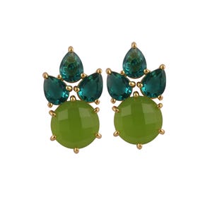 Exquisite Natural Apatite Multi Stone Earrings Earrings, Green Stud Earrings, Gold Plated Jewelry, Anniversary Gift, Earrings For Her 1688