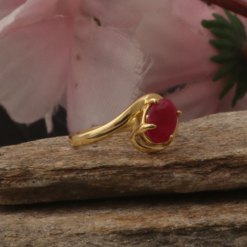 Mother Day Gift Ring, Genuine Ruby Stone, Handcrafted Jewelry