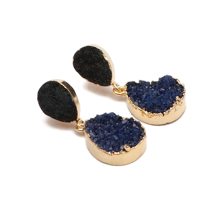 Handmade Gemstone Jewelry Natural Sugar Druzy Earrings,Gold Plated Drop Earrings Gift For Her EJ-1215 A Best Quality Agate Druzy Earrings