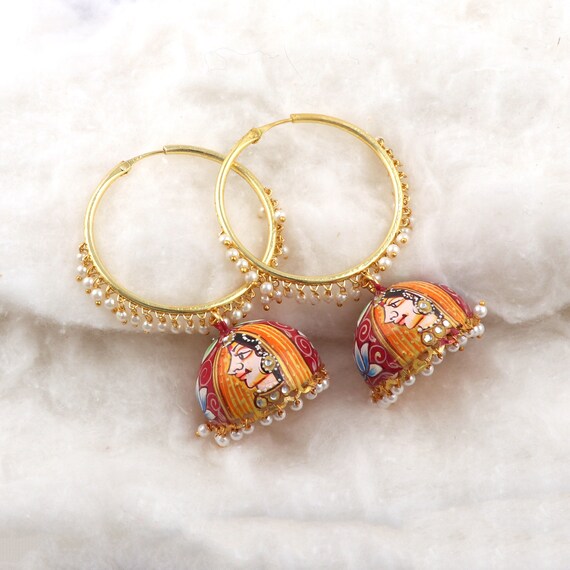 Jhumkas with pearl beads sale