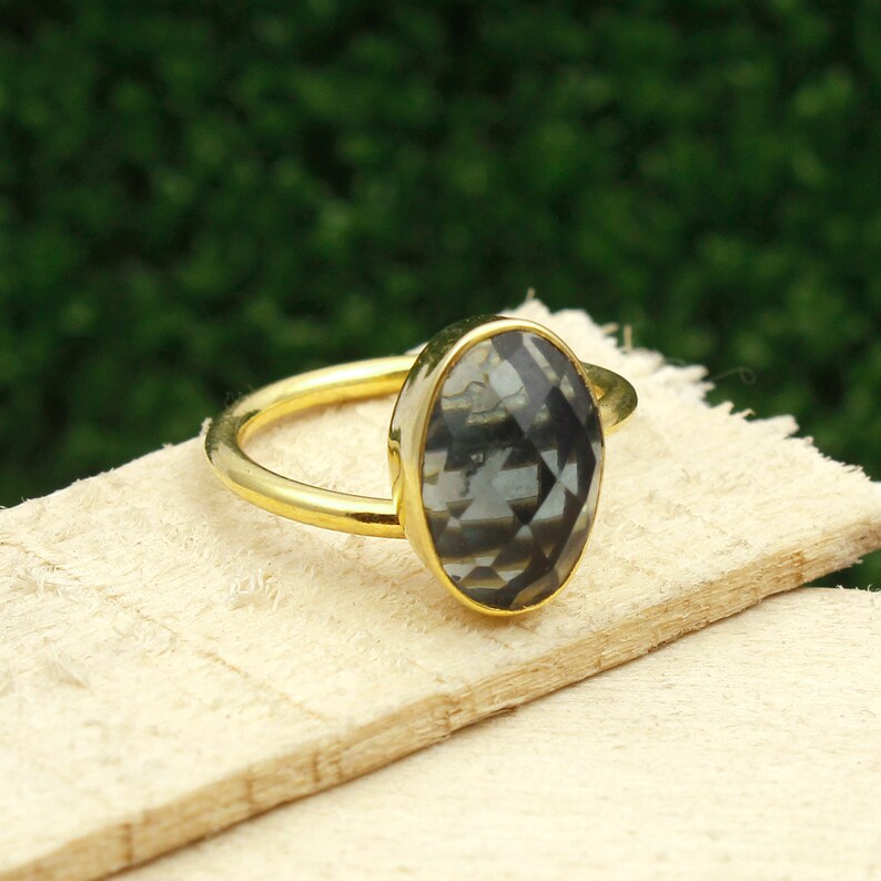 Multi Gemstone Ring 8X12 MM Oval Shape Gemstone Ring Gold Etsy