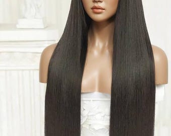 38 Inch Straight Human Hair Wig: 300 Density HD Lace Frontal