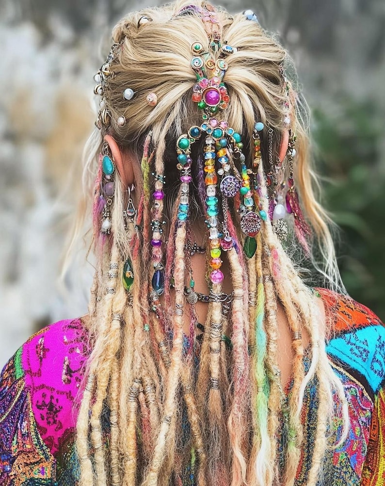 Boho Hair Jewelry Kit: Braids, Dreadlocks, Crystals & Feathers - Etsy