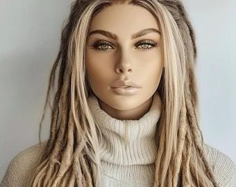 HD Lace Blondie Mix Dread Loc Wig: Handmade Human Hair Wig