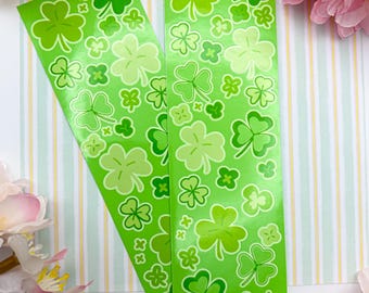 Feuille d'autocollants porte-bonheur trèfle à quatre feuilles ! | Feuille d'autocollants Trèfle | Adorable agenda, carnet de notes, autocollants pour scrapbooking |