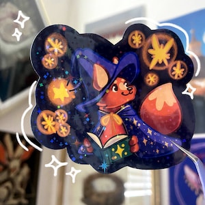 Fox Wizard Sticker! | Halloween fox sticker | Holographic, Water resistant, Glossy, Vinyl Sticker