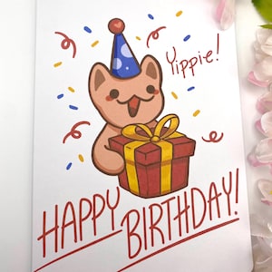 Happy Cat Birthday Card!! | Blank Card | Cat Greeting Card |