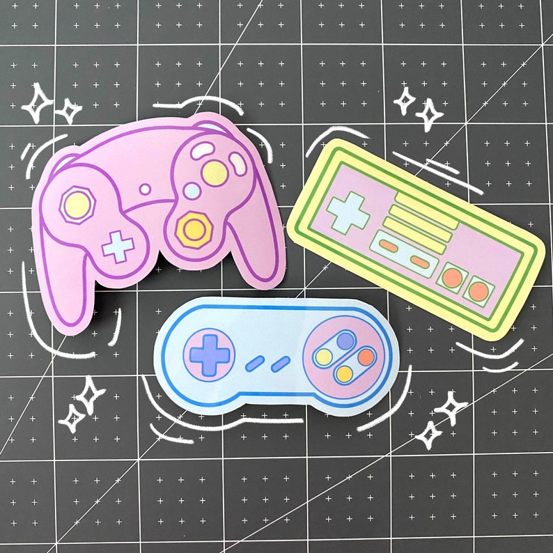 Nintendo Controller Rare Sticker Pastel Game Controller Sticker Set | Handmade Glossy Vinyl - Etsy
