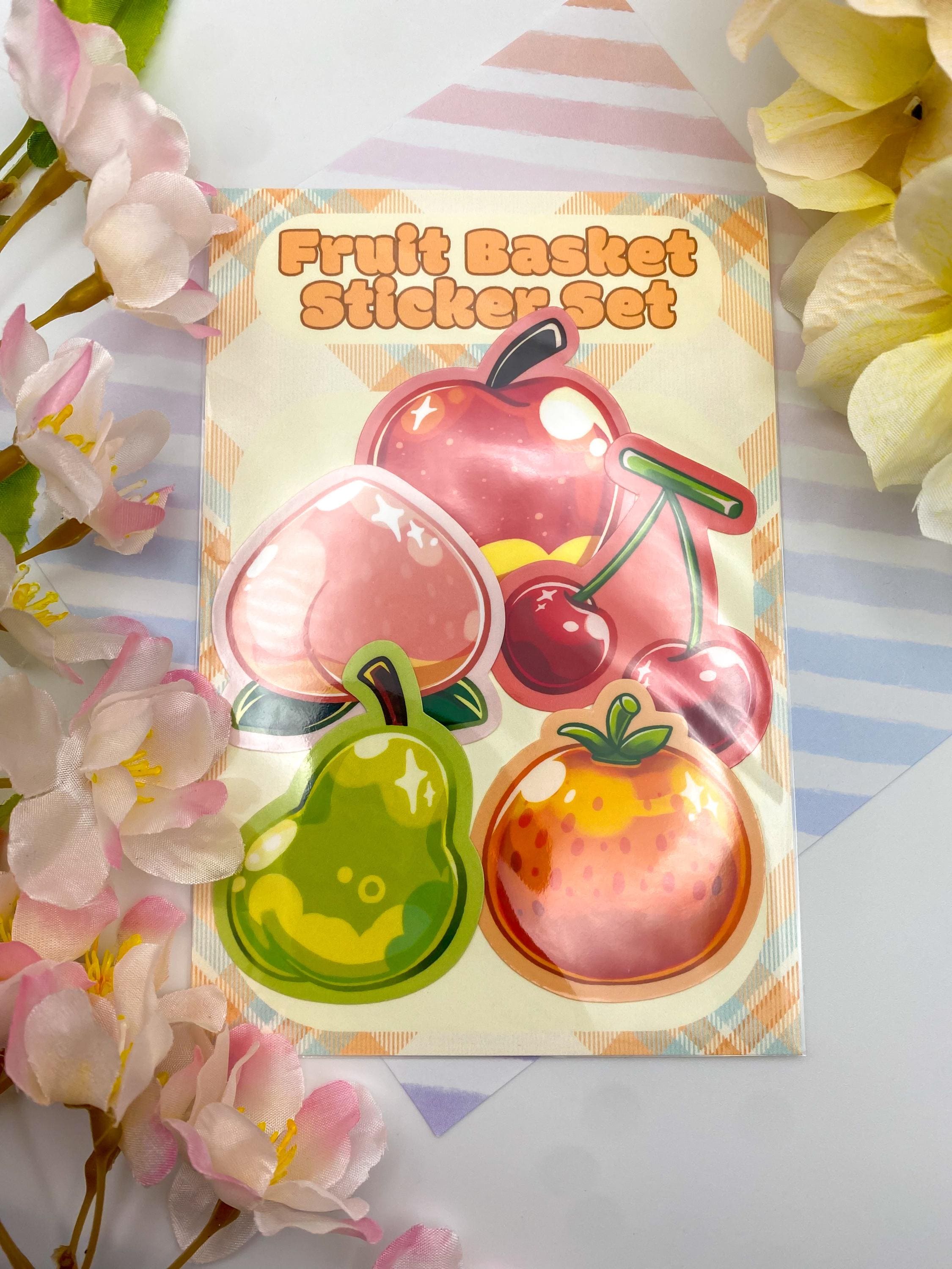 ACNH Fruit Basket Sticker Set! | Cute Animal Fruit Sticker | Glossy, Water resistant, Sticker!