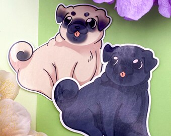 Sticker carlin fauve et noir | Sticker pour animal de compagnie en vinyle fait main