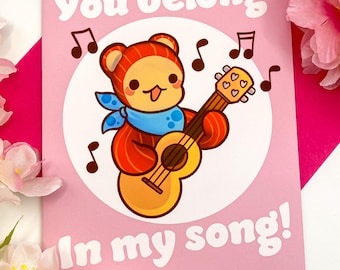 Carte de Saint-Valentin chanson d'amour | Carte d'anniversaire ours mignon