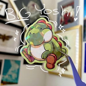 BIG FAT Yoshi Sticker! | Big Yoshi Meme | Holographic, Vinyl Sticker