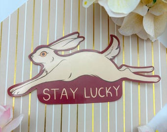 Sticker lapin Porte-bonheur - Sticker vinyle lièvre occidental - Lapin porte-bonheur mignon - Sticker résistant à l'eau pour ordinateur portable et bouteille d'eau