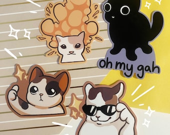 Meme Cats Sticker Pack | Funny Cat memes | Cat Lover Sticker Pack | Cat lover Gift | TikTok Cat meme stickers | Glossy, Vinyl Sticker |