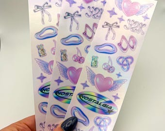 Y2K Pink Vaporwave Sticker Sheet | Handmade Glossy Journal Stickers