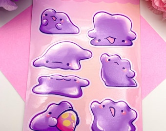 Ditto Sticker Sheets!| A wild Ditto appeared! | Pokeman Stickers | Cute Planner, Journal Notebook, Scrapbook stickers |