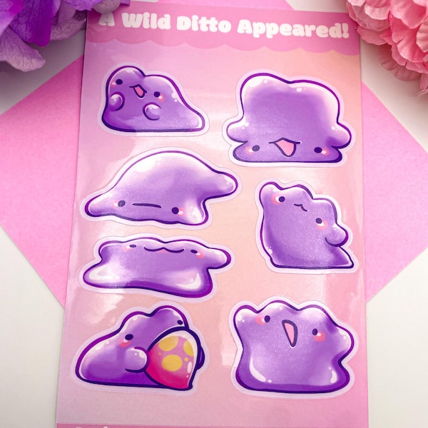 Ditto Sticker Sheets!| A wild Ditto appeared! | Pokeman Stickers | Cute Planner, Journal Notebook, Scrapbook stickers |