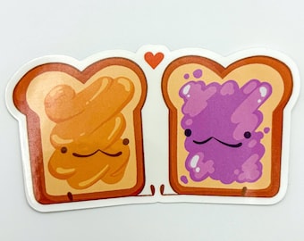 meilleur ami de beurre d'arachide et de gelée | Adorable autocollant en vinyle pour sandwich PBJ, cadeau BFF, Saint-Valentin/Galentine, bouteille d'eau pour ordinateur portable