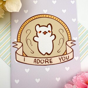 I adore you! Greeting Card| Friendship card| Love valentines card | Cute teddy bear card| Blank Card |
