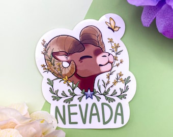 Nevada Big Horn Ram Sticker | Battle Born, Silver State Vinyl Decal