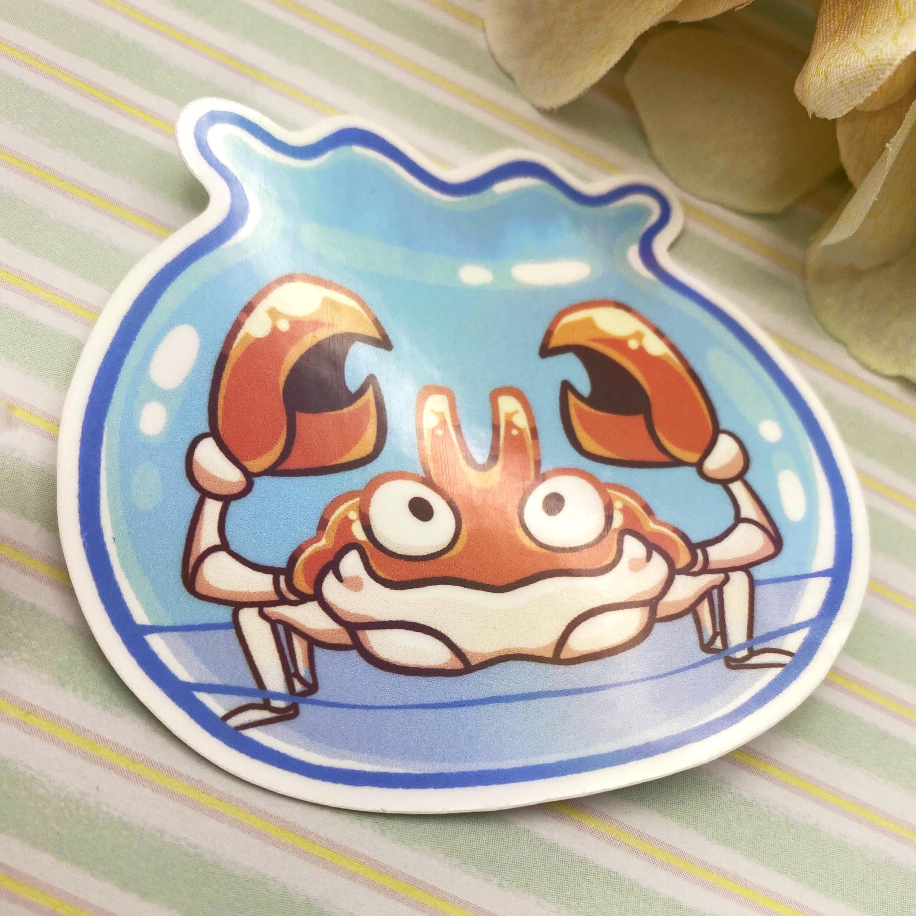 Ash's Krabby Poke Sticker | Water type Crab poke sticker | Gen 1 Kanto Sticker | Holographic Glossy, Vinyl Sticker |