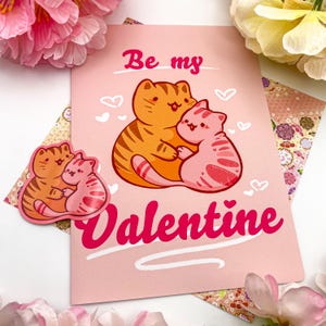 Be My Valentine | Cute Cat Love Letter | Blank Card | Cat couple love card|