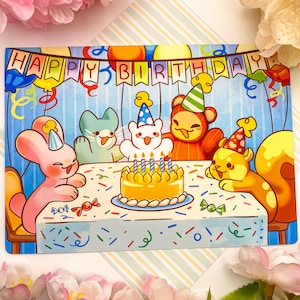 Happy Birthday Party Card!! | Blank Card | Cute animals Greeting Card | Party animal card!