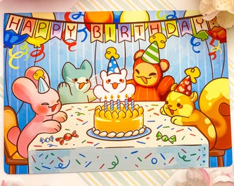 Happy Birthday Party Card!! | Blank Card | Cute animals Greeting Card | Party animal card!