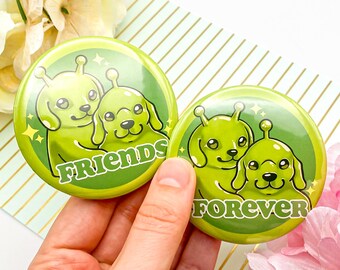 Épingles pour chien extraterrestre BFF | Épingles assorties Meilleurs amis| Épinglette de 2,25 po.