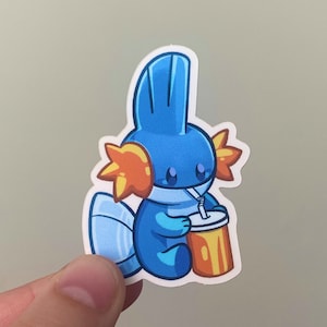 Mudkip Drink Sticker! | Stay hydrated Mudkip! | Waterproof, Matte, Vinyl Sticker