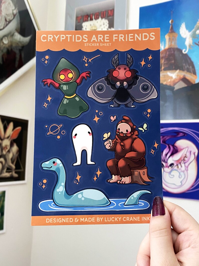 Cryptid Sticker Sheet | Cryptids Are Friends! | Scrapbook Stickers ...