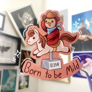Cowboy Teddy Bear Sticker | Cute Cowboy Sticker |  Born to be mild sticker | Cute bear sticker | Glossy, Vinyl Sticker |