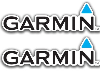 2 12" GARMIN vinyl decal logo sticker 2 blue and black white any surface sport 