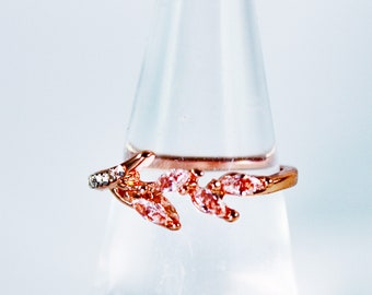 Delicate Rose Gold Plated Ring Embellished with Crystal Accents