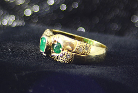 Emeralds and Diamonds 10K Gold Ring One-Of-A-Kind… - image 8