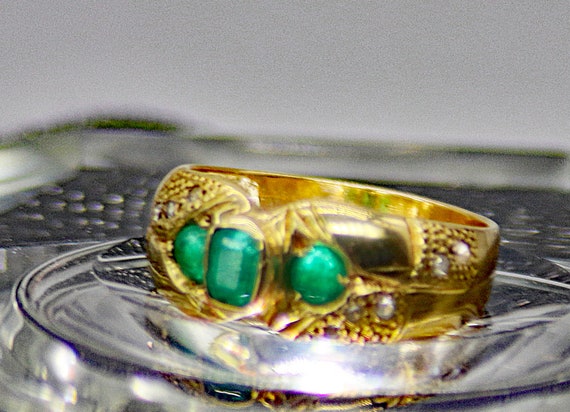 Emeralds and Diamonds 10K Gold Ring One-Of-A-Kind… - image 2