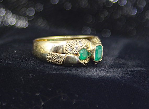 Emeralds and Diamonds 10K Gold Ring One-Of-A-Kind… - image 9