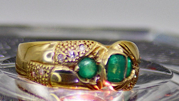 Emeralds and Diamonds 10K Gold Ring One-Of-A-Kind… - image 3